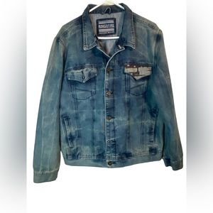 Ring of Fire jean jacket with American Flag on back size XL